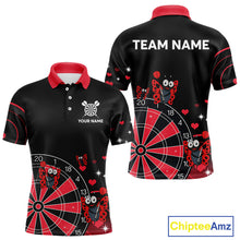 Load image into Gallery viewer, Custom Black And Red Butterflies Funny Dart Men Polo Shirt Dart Team Jerseys NYN1561