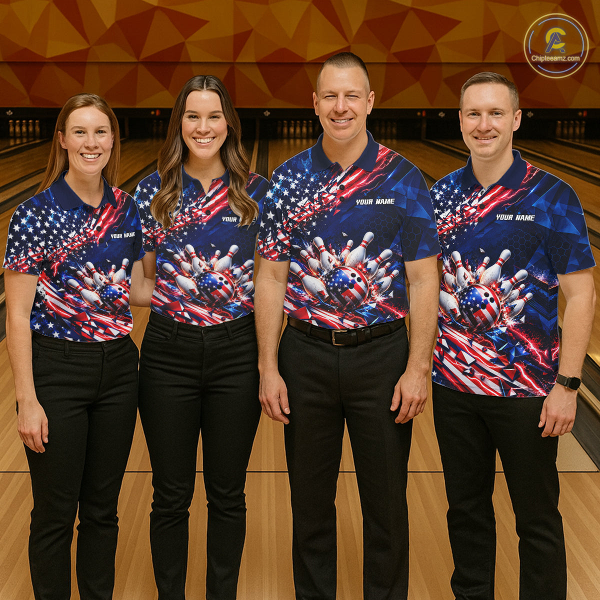Cracked US Flag Bowling Polo 1/4-Zip Shirt For Men Custom American Flag Strike Apparel Bowling Jersey NYN4737