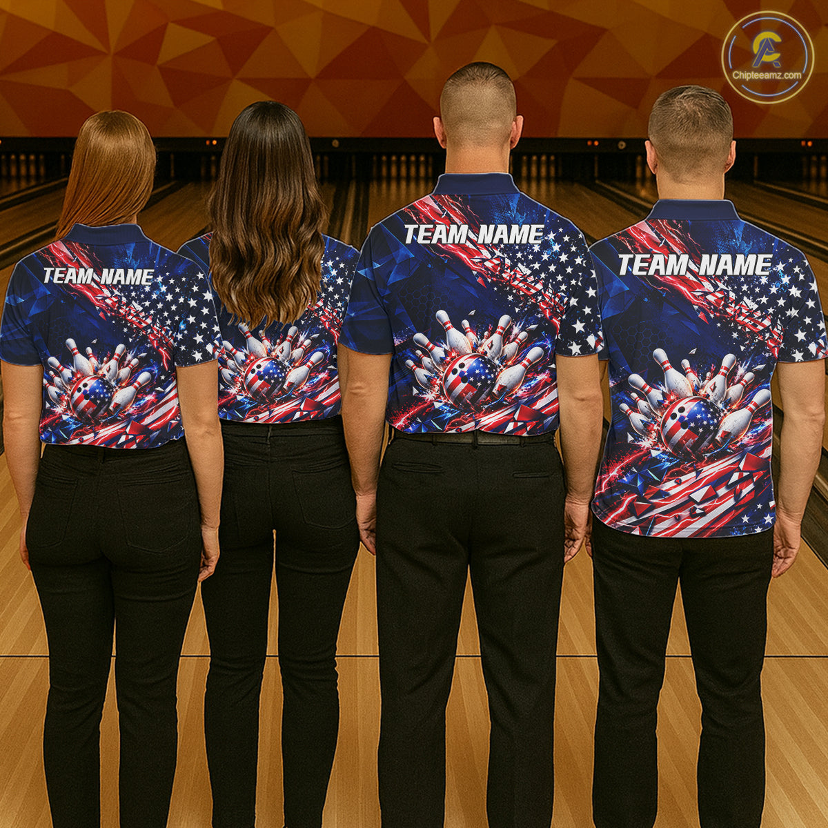 Cracked US Flag Bowling Polo 1/4-Zip Shirt For Men Custom American Flag Strike Apparel Bowling Jersey NYN4737