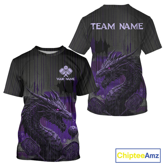 Purple Dripping Dragon Custom Pickleball Ball T-Shirt Men Grunge Pickleball Jerseys NYN1869