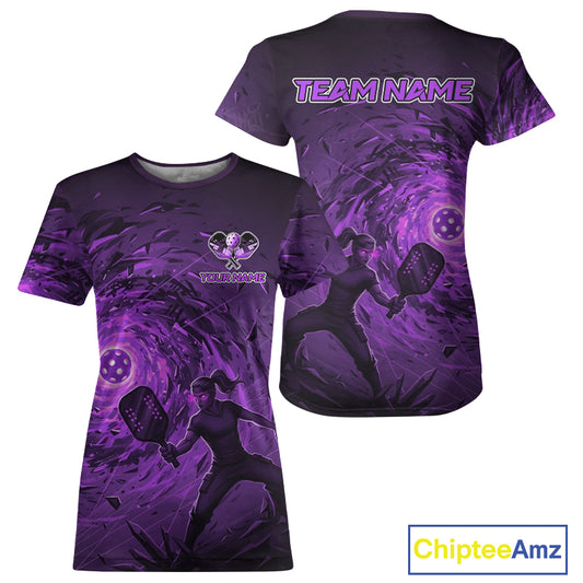 Lightning Purple Human Play Pickle Custom Women's Pickleball Ball T-Shirt Pickleball Team NYN1877