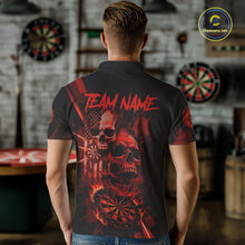 Load image into Gallery viewer, Custom Red Smokes Grunge Skull Men Darts Polo Shirt US Flag Skull Dart League Jerseys NYN2123
