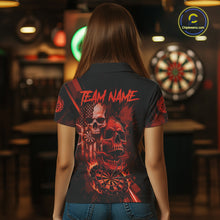 Load image into Gallery viewer, Custom Red Smokes Grunge Skull Women Darts Polo Shirt US Flag Skull Dart League Jerseys NYN2123