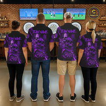 Load image into Gallery viewer, Custom Purple Smokes Grunge Skull Women Darts Polo Shirt US Flag Skull Dart League Jerseys NYN2124