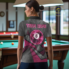 Load image into Gallery viewer, Ball Pool Billiard Polo &amp; 1/4-Zip Shirt For Women Custom Light Pink 8 Ball Billiard Team Attire NYN2385