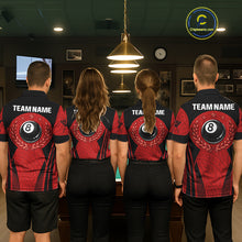 Load image into Gallery viewer, Red Tribal Ball Pool Men Billiard Polo &amp; 1/4-Zip Attire Custom 8 Ball Billiard Team Shirt NYN2388