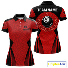 Load image into Gallery viewer, Red Tribal Ball Pool Women Billiard Polo &amp; 1/4-Zip Attire Custom 8 Ball Billiard Team Shirt NYN2388