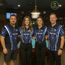 Load image into Gallery viewer, Black &amp; Blue Crown 8 Ball Pool Men Billiard Polo &amp; 1/4-Zip Shirt Personalized Billiard Gifts NYN2390