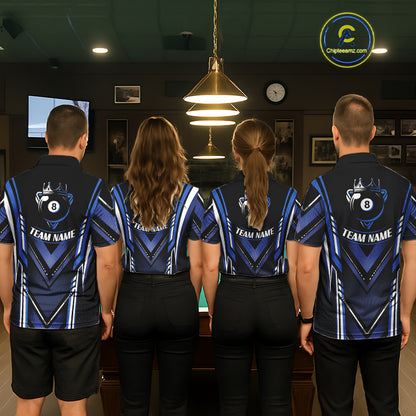 Black & Blue Crown 8 Ball Pool Women Billiard Polo & 1/4-Zip Shirt Personalized Billiard Gifts NYN2390