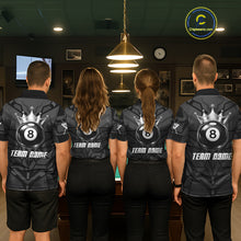 Load image into Gallery viewer, Black And Silver Crown 8 Ball Pool Shirts Custom Men Billiards Balls Polo &amp; Quarter-Zip Attire NYN2397