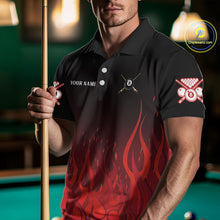 Load image into Gallery viewer, Red Flames 8 Ball Pool Team Shirts Men Billiard Polo &amp; 1/4-Zip Custom Billiard Balls &amp; Cue Gifts NYN2400