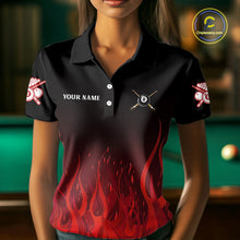 Load image into Gallery viewer, Red Flames 8 Ball Pool Team Shirts Women Billiard Polo &amp; 1/4-Zip Custom Billiard Balls &amp; Cue Gifts NYN2400