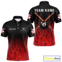 Load image into Gallery viewer, Red Flames 8 Ball Pool Team Shirts Men Billiard Polo &amp; 1/4-Zip Custom Billiard Balls &amp; Cue Gifts NYN2400