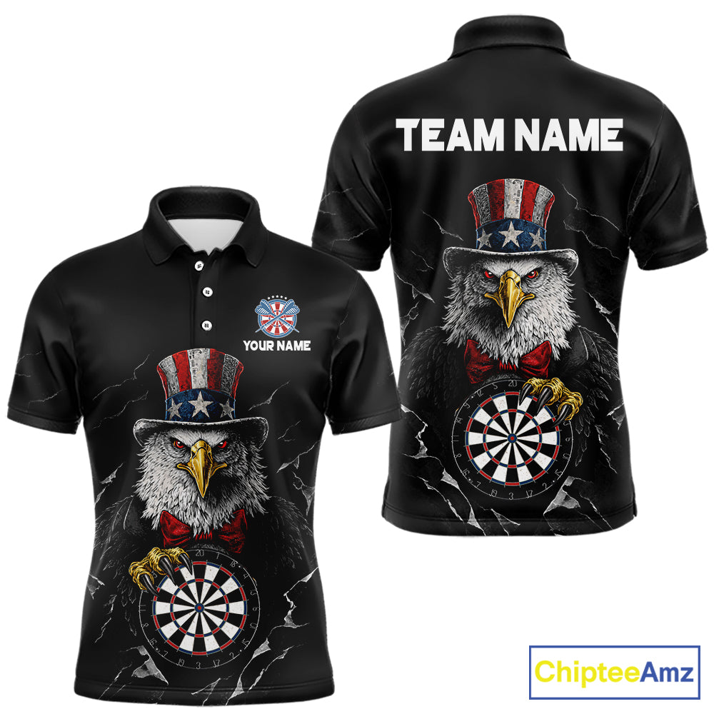 Custom Patriotic Funny Eagle Dartboard Men Darts Polo & Quarter-Zip Shirt Personalized Dart Jerseys NYN2771