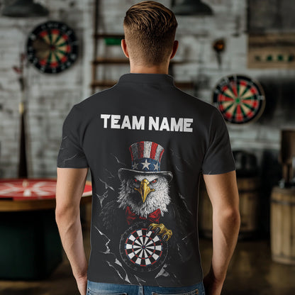 Custom Patriotic Funny Eagle Dartboard Men Darts Polo & Quarter-Zip Shirt Personalized Dart Jerseys NYN2771