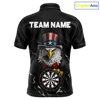 Custom Patriotic Funny Eagle Dartboard Men Darts Polo & Quarter-Zip Shirt Personalized Dart Jerseys NYN2771