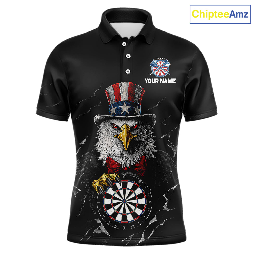 Custom Patriotic Funny Eagle Dartboard Men Darts Polo & Quarter-Zip Shirt Personalized Dart Jerseys NYN2771