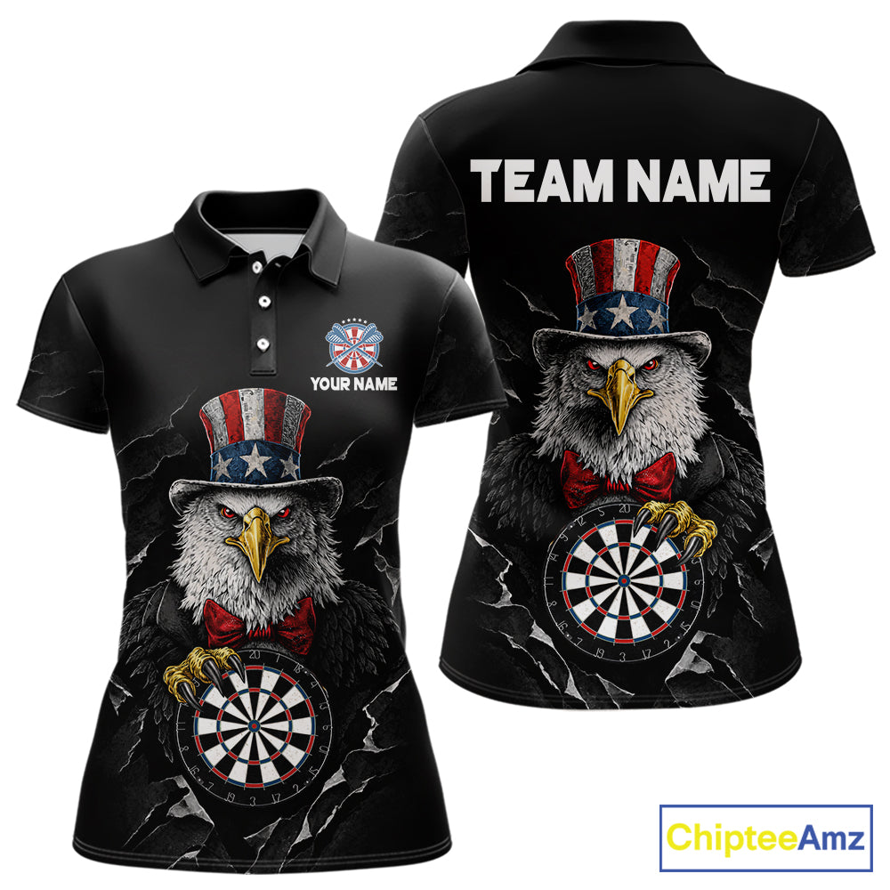 Custom Patriotic Funny Eagle Dartboard Women Darts Polo & Quarter-Zip Shirt Personalized Dart Jerseys NYN2771