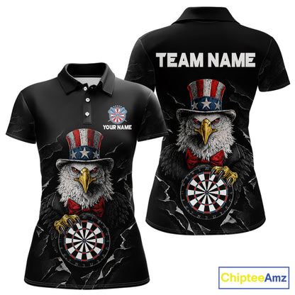 Custom Patriotic Funny Eagle Dartboard Women Darts Polo & Quarter-Zip Shirt Personalized Dart Jerseys NYN2771