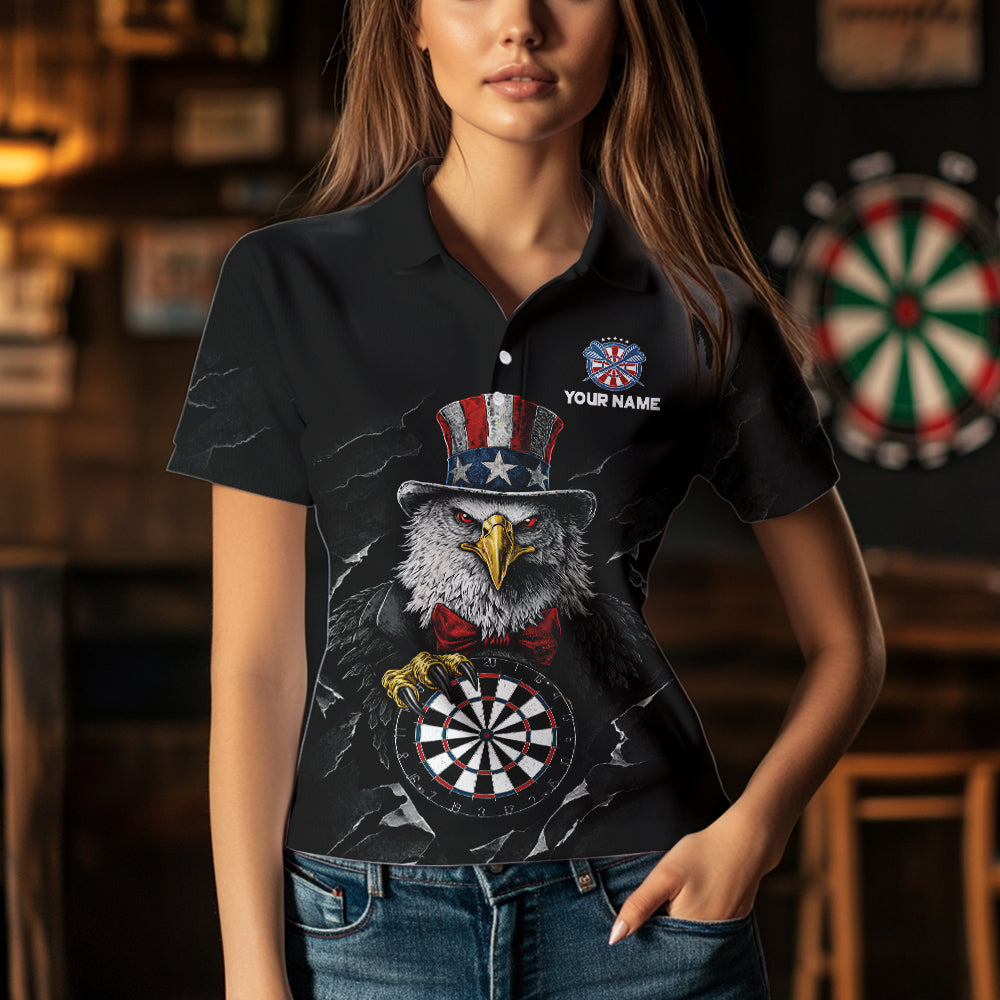 Custom Patriotic Funny Eagle Dartboard Women Darts Polo & Quarter-Zip Shirt Personalized Dart Jerseys NYN2771
