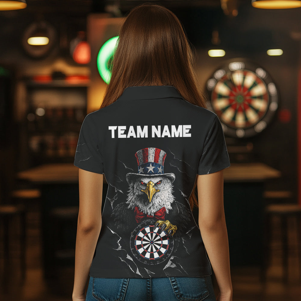 Custom Patriotic Funny Eagle Dartboard Women Darts Polo & Quarter-Zip Shirt Personalized Dart Jerseys NYN2771