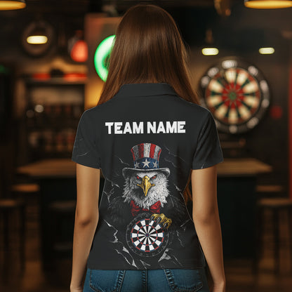 Custom Patriotic Funny Eagle Dartboard Women Darts Polo & Quarter-Zip Shirt Personalized Dart Jerseys NYN2771