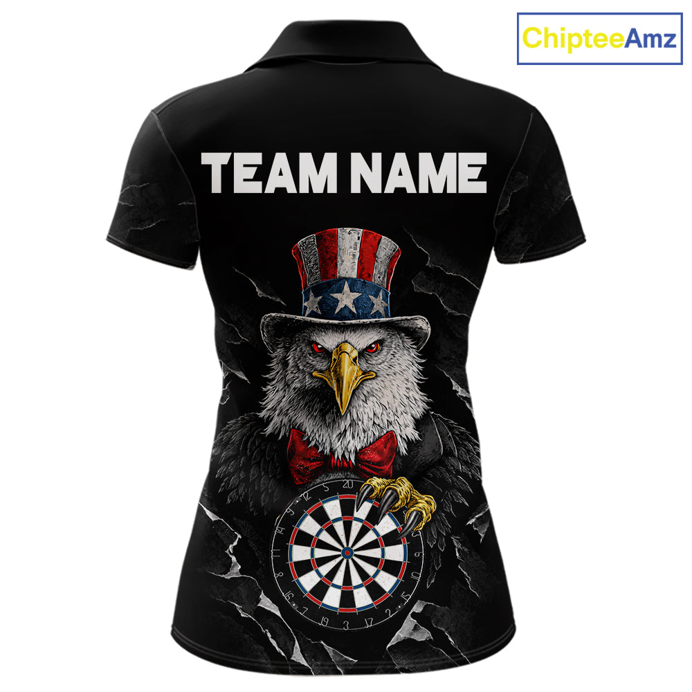 Custom Patriotic Funny Eagle Dartboard Women Darts Polo & Quarter-Zip Shirt Personalized Dart Jerseys NYN2771