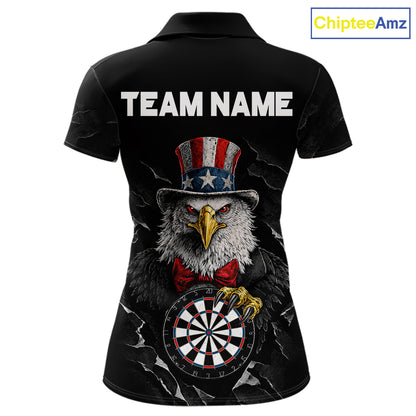 Custom Patriotic Funny Eagle Dartboard Women Darts Polo & Quarter-Zip Shirt Personalized Dart Jerseys NYN2771