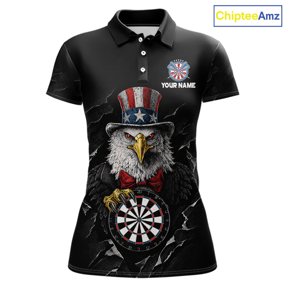 Custom Patriotic Funny Eagle Dartboard Women Darts Polo & Quarter-Zip Shirt Personalized Dart Jerseys NYN2771