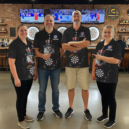 Custom Patriotic Funny Eagle Dartboard Men Darts Polo & Quarter-Zip Shirt Personalized Dart Jerseys NYN2771