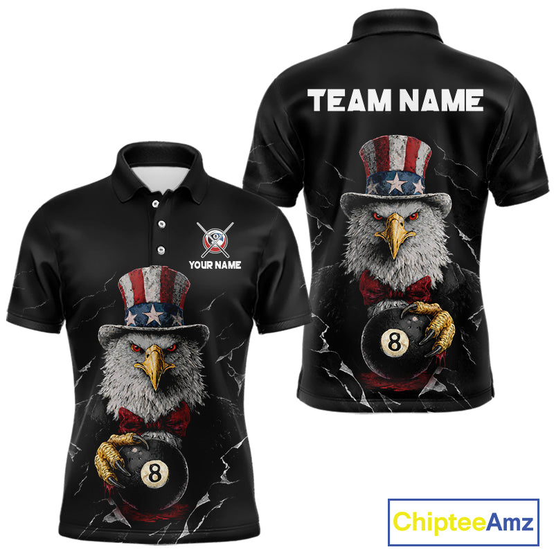 Red Dripping Patriotic Funny Eagle 8 Ball Men Billiard Pool Shirt Personalized Billiard Team Jerseys NYN2772