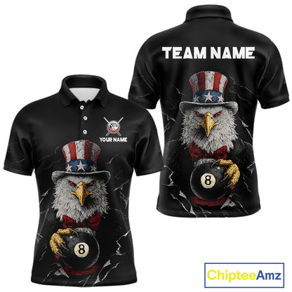 Red Dripping Patriotic Funny Eagle 8 Ball Men Billiard Pool Shirt Personalized Billiard Team Jerseys NYN2772