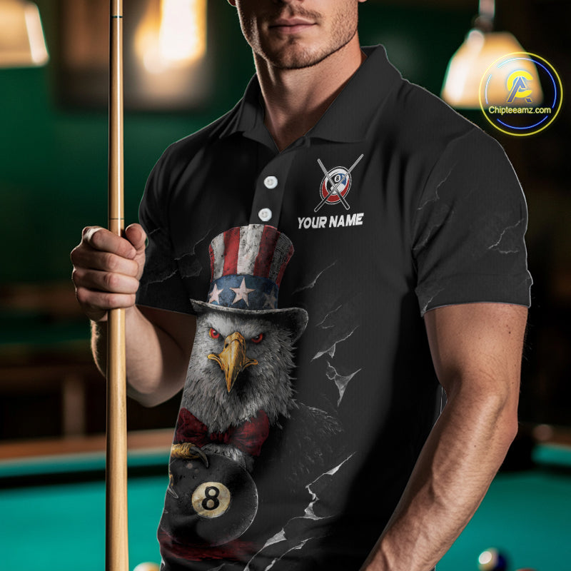 Red Dripping Patriotic Funny Eagle 8 Ball Men Billiard Pool Shirt Personalized Billiard Team Jerseys NYN2772