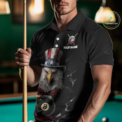 Red Dripping Patriotic Funny Eagle 8 Ball Men Billiard Pool Shirt Personalized Billiard Team Jerseys NYN2772