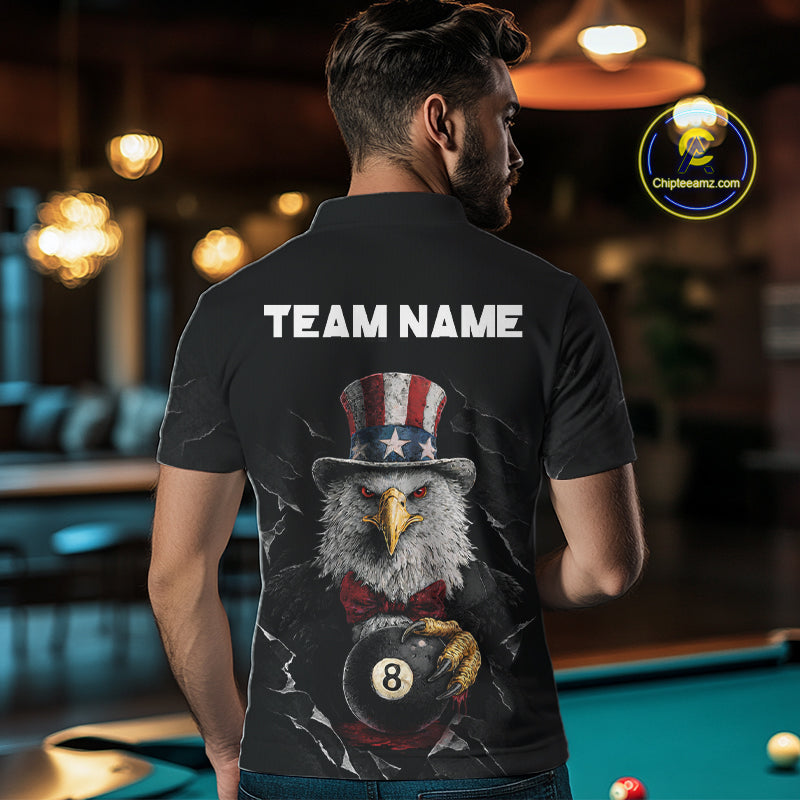 Red Dripping Patriotic Funny Eagle 8 Ball Men Billiard Pool Shirt Personalized Billiard Team Jerseys NYN2772