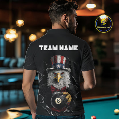 Red Dripping Patriotic Funny Eagle 8 Ball Men Billiard Pool Shirt Personalized Billiard Team Jerseys NYN2772