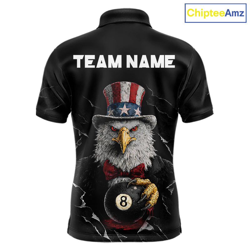 Red Dripping Patriotic Funny Eagle 8 Ball Men Billiard Pool Shirt Personalized Billiard Team Jerseys NYN2772