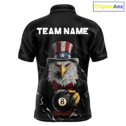Red Dripping Patriotic Funny Eagle 8 Ball Men Billiard Pool Shirt Personalized Billiard Team Jerseys NYN2772