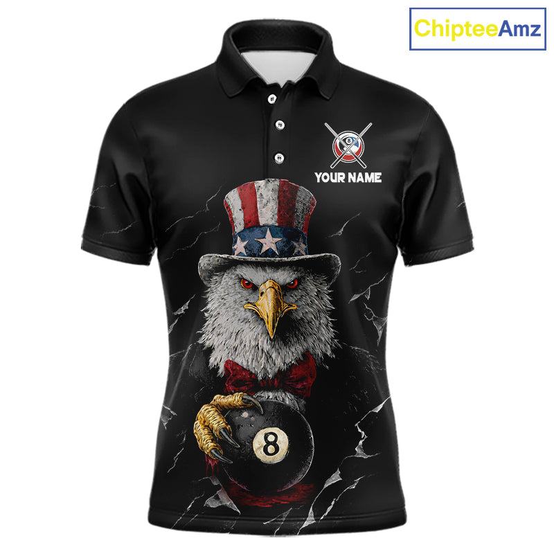 Red Dripping Patriotic Funny Eagle 8 Ball Men Billiard Pool Shirt Personalized Billiard Team Jerseys NYN2772