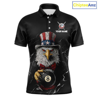 Red Dripping Patriotic Funny Eagle 8 Ball Men Billiard Pool Shirt Personalized Billiard Team Jerseys NYN2772