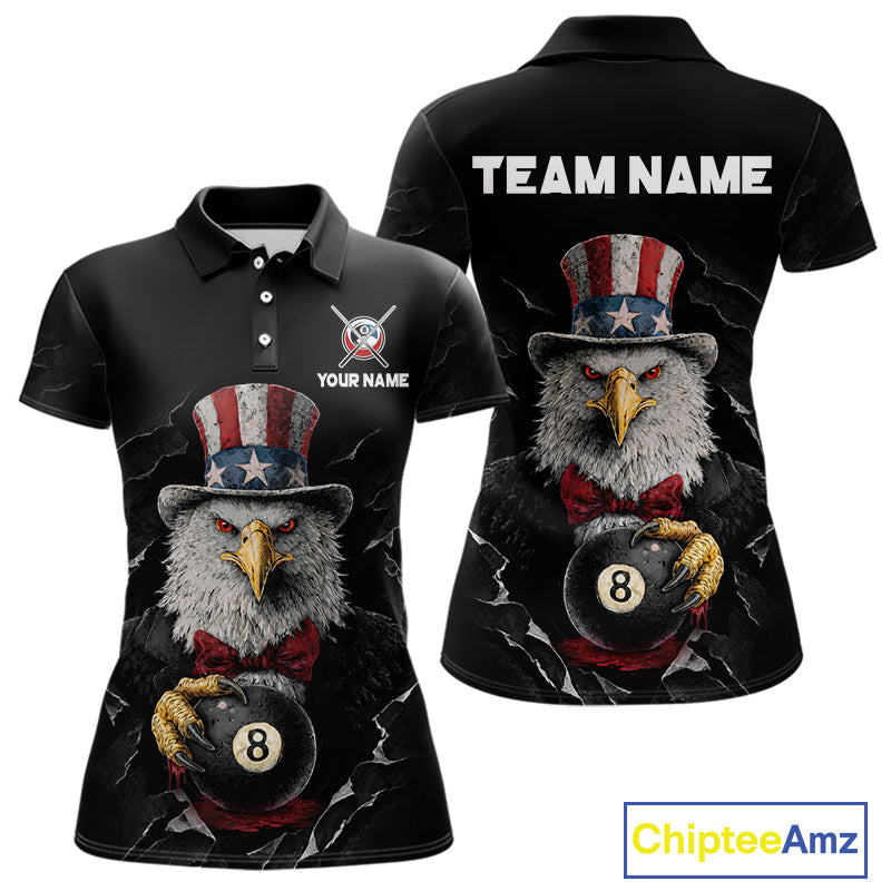 Red Dripping Patriotic Funny Eagle 8 Ball Women Billiard Pool Shirt Personalized Billiard Team Jerseys NYN2772