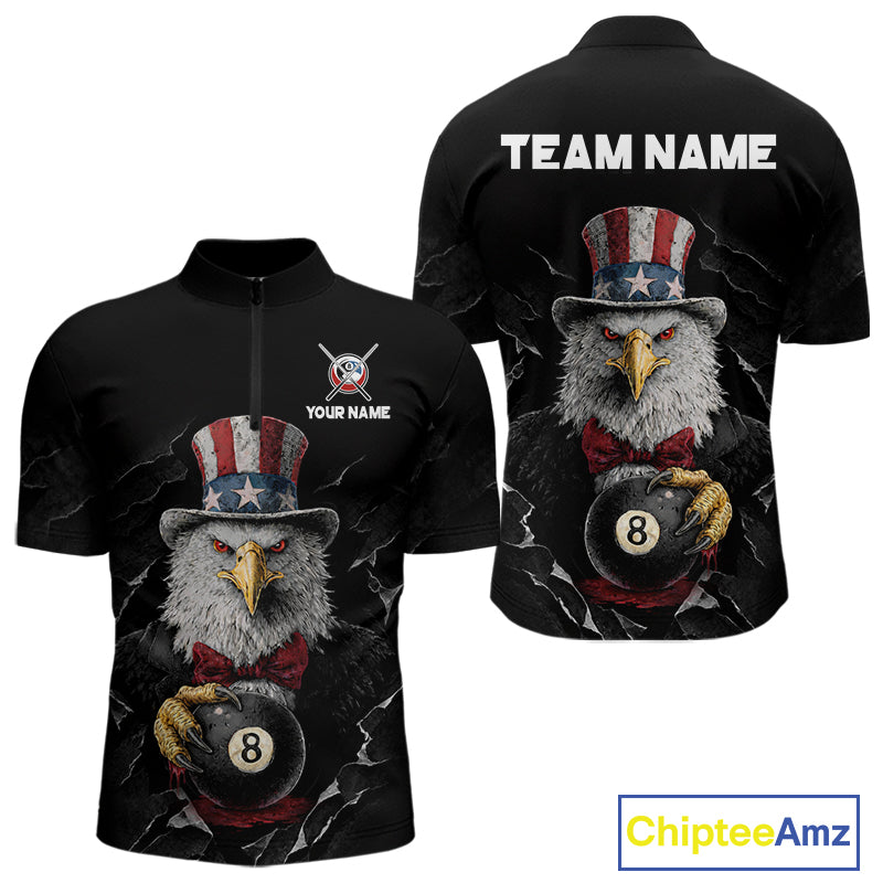 Red Dripping Patriotic Funny Eagle 8 Ball Men Billiard Pool Shirt Personalized Billiard Team Jerseys NYN2772