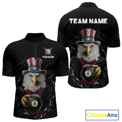 Red Dripping Patriotic Funny Eagle 8 Ball Men Billiard Pool Shirt Personalized Billiard Team Jerseys NYN2772