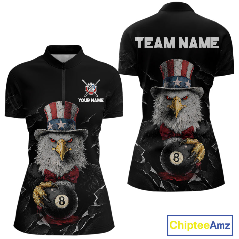 Red Dripping Patriotic Funny Eagle 8 Ball Women Billiard Pool Shirt Personalized Billiard Team Jerseys NYN2772