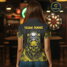 Load image into Gallery viewer, Yellow Smokes Skulls Dart Arrows Custom Dart Shirts For Women, Dart Team Jerseys NYN0086