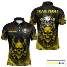 Load image into Gallery viewer, Yellow Smokes Skulls Dart Arrows Custom Dart Shirts For Men, Dart Team Jerseys NYN0086