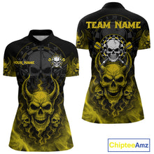 Load image into Gallery viewer, Yellow Smokes Skulls Dart Arrows Custom Dart Shirts For Women, Dart Team Jerseys NYN0086