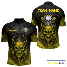 Load image into Gallery viewer, Yellow Smokes Skulls Dart Arrows Custom Dart Shirts For Men, Dart Team Jerseys NYN0086