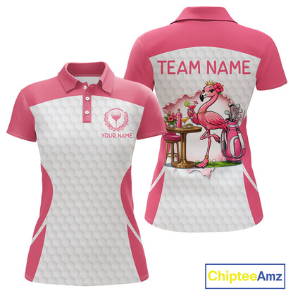 Womens Funny Golf Shirts Pub Flamingo Golf Clothing Custom Golf Team Polo, Golf Upf Shirts NYN2997