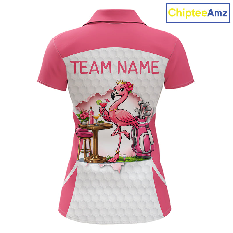 Womens Funny Golf Shirts Pub Flamingo Golf Clothing Custom Golf Team Polo, Golf Upf Shirts NYN2997